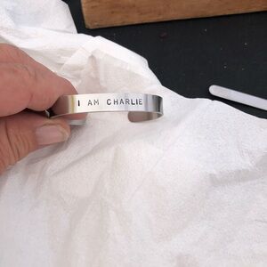 Stainless Steel Hand Stamped Bracelet “ Personalized up to 15 Letters”